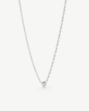 Fine Diamond Solitaire Pendant Necklace | 14k Solid White Gold/Diamond