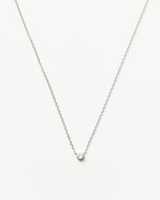 Fine Diamond Solitaire Pendant Necklace | 14k Solid White Gold/Diamond