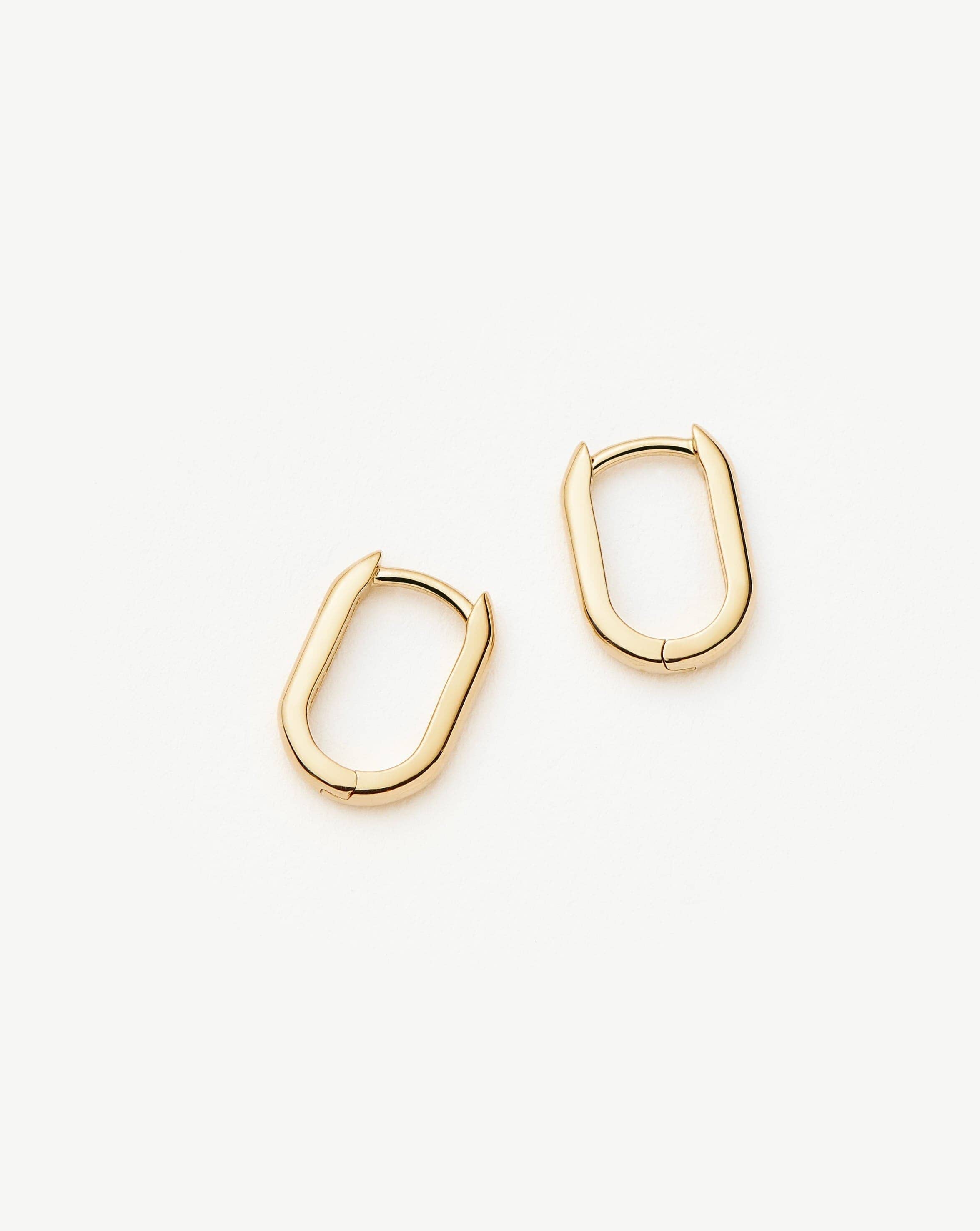 Fine Ovate Mini Hoop Earrings | 14k Solid Gold