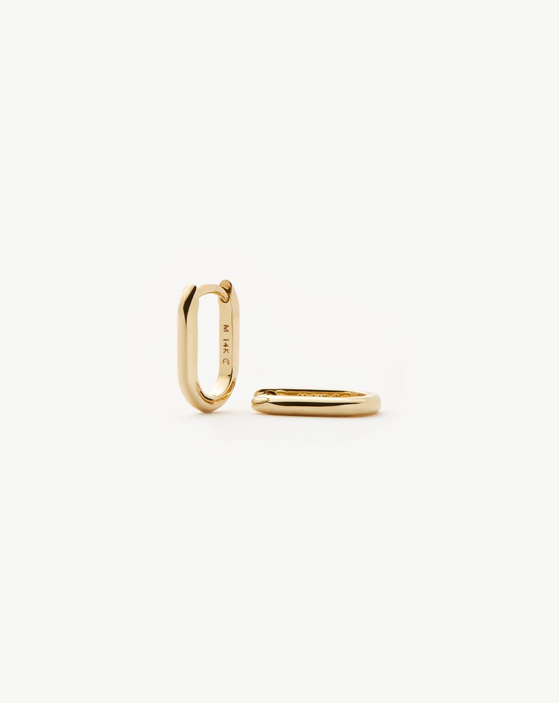 Fine Ovate Mini Hoop Earrings | 14k Solid Gold