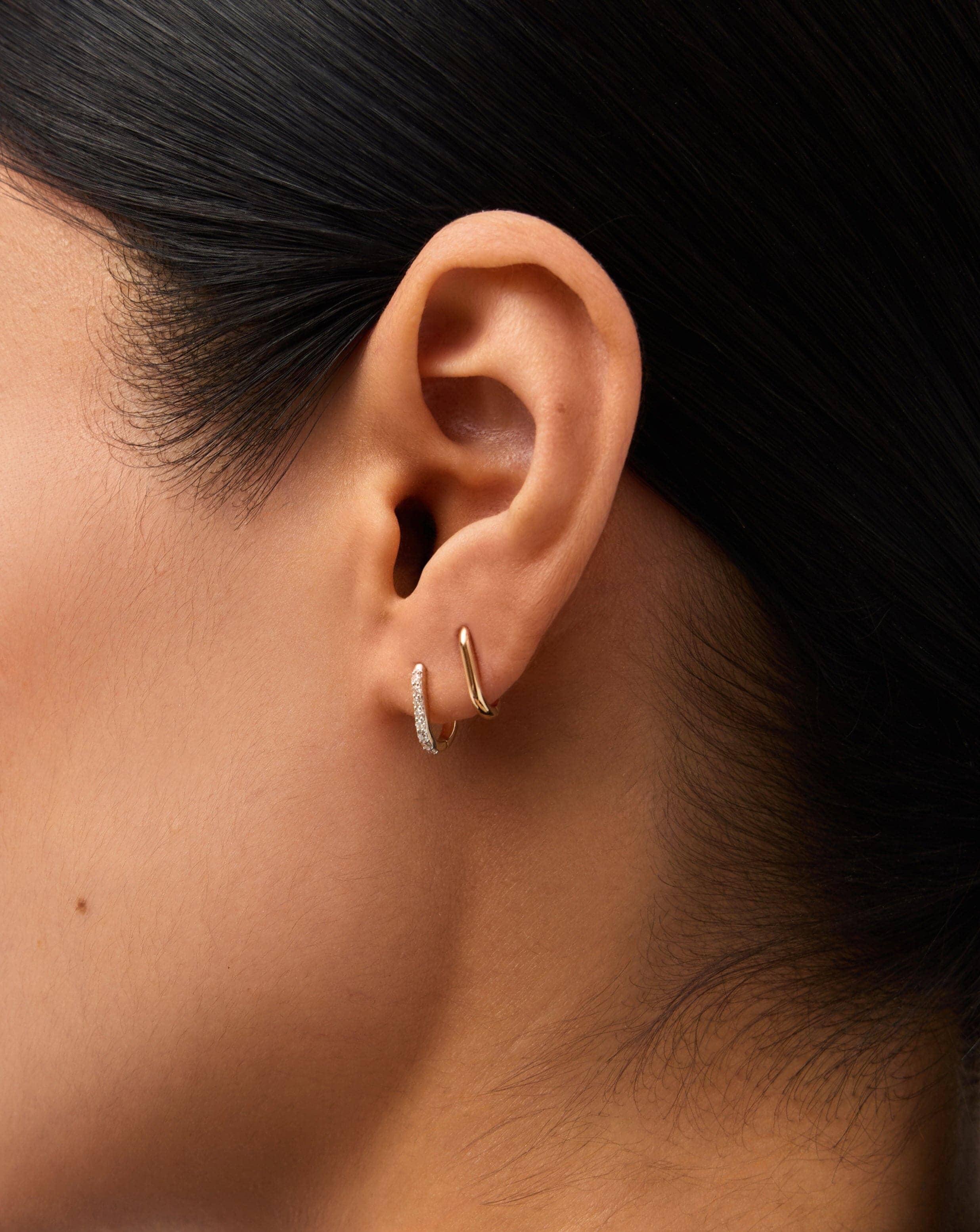 Fine Ovate Mini Hoop Earrings | 14k Solid Gold