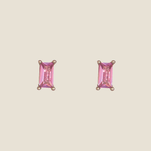 Fuchsia Crystal Baguette Stud Earrings