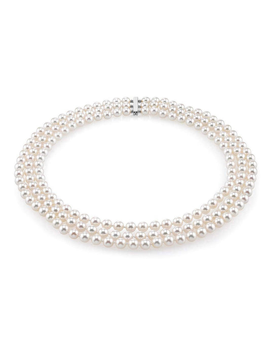 Triple Strand White Akoya Pearl Necklace Design