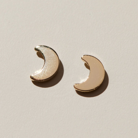 Crescent Stud Earrings in Gold Metal