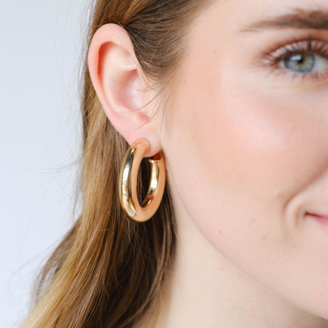 Gold Hoops in Donut Shape