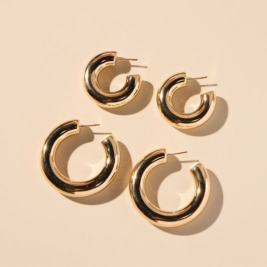 Gold Hoops in Donut Shape