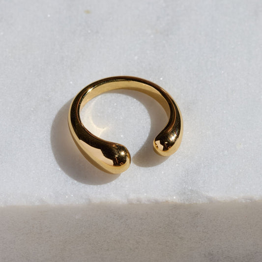 Double Round-Ended Gold Ring Design