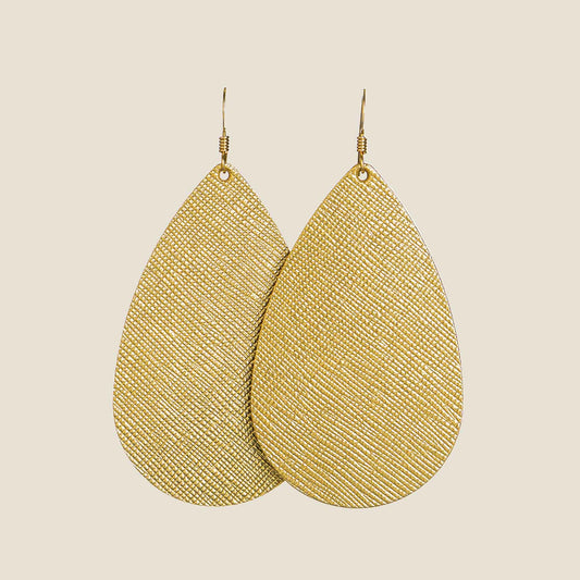 Teardrop Earrings with Gold Leaf Design