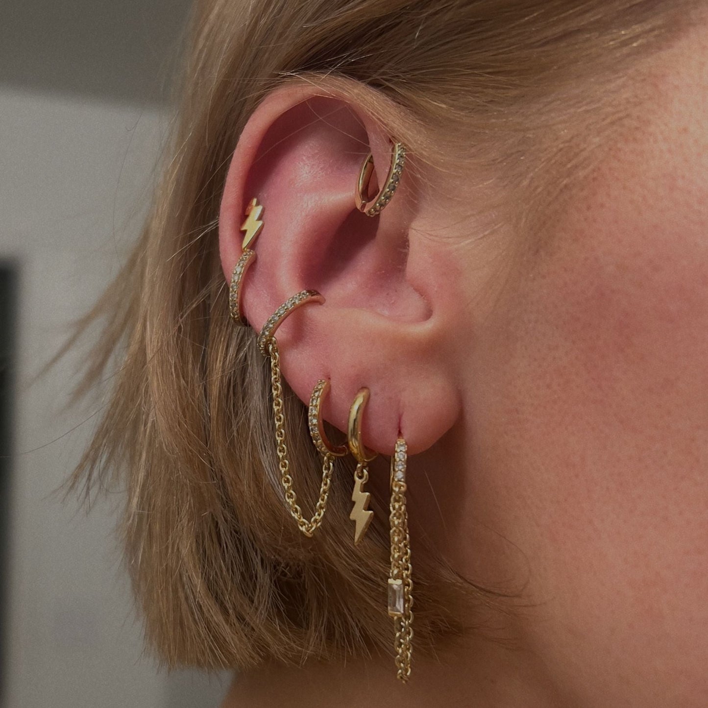 Gold Lightning Bolt Hoop Earrings