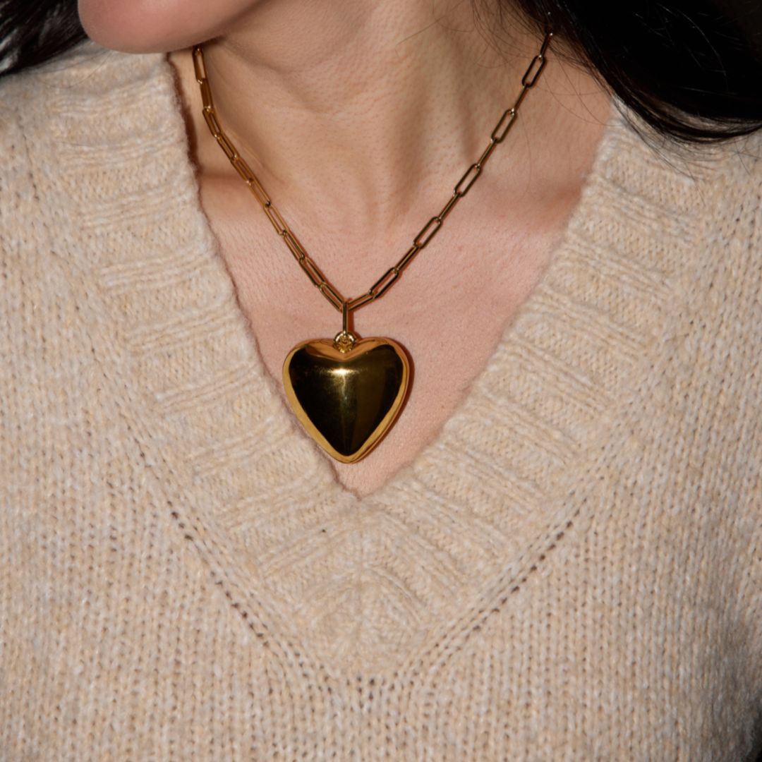 Oversized Heart Charm in Gold Metal