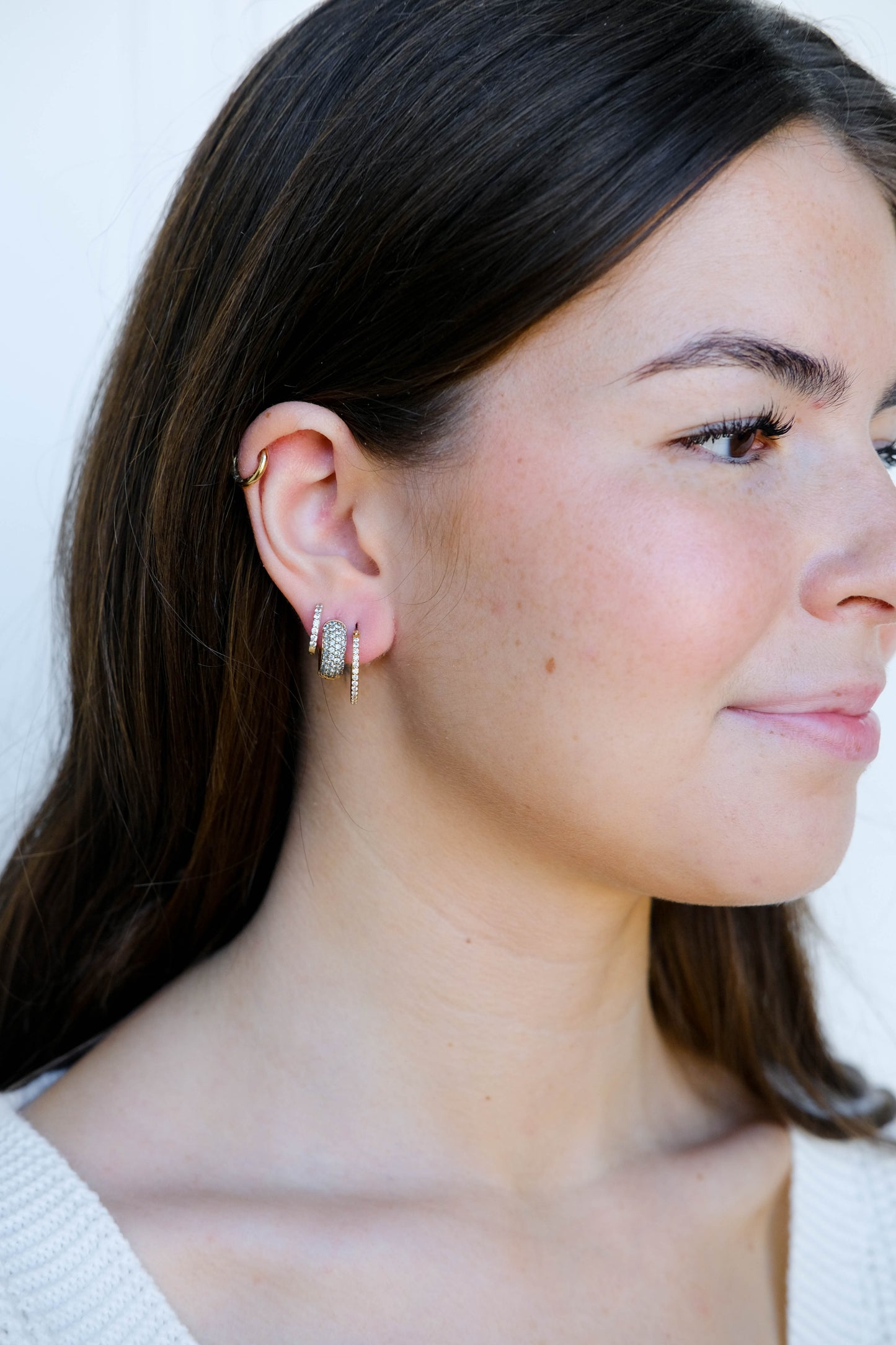 Gold Pavé Hoop Earrings for Stylish Look