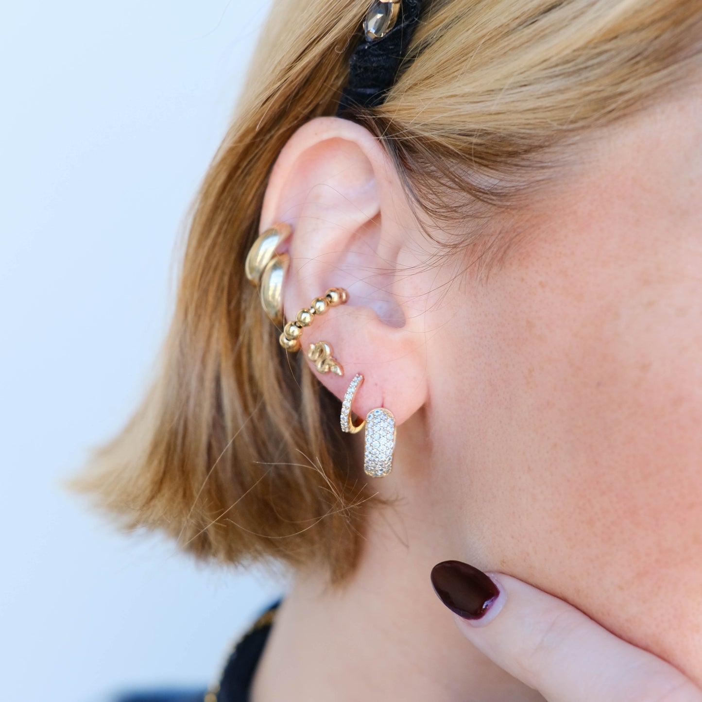 Pavé Gold Huggie Earrings for Everyday Wear