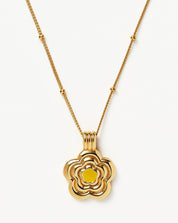 Good Vibes Enamel Flower Pendant Necklace | 18k Gold Vermeil/Lemon Yellow