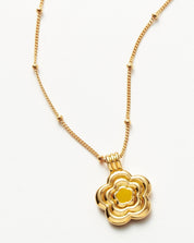 Good Vibes Enamel Flower Pendant Necklace | 18k Gold Vermeil/Lemon Yellow