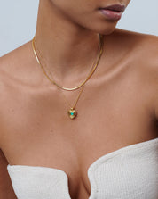 Good Vibes Enamel Heart Pendant Necklace | 18k Gold Vermeil/Aqua