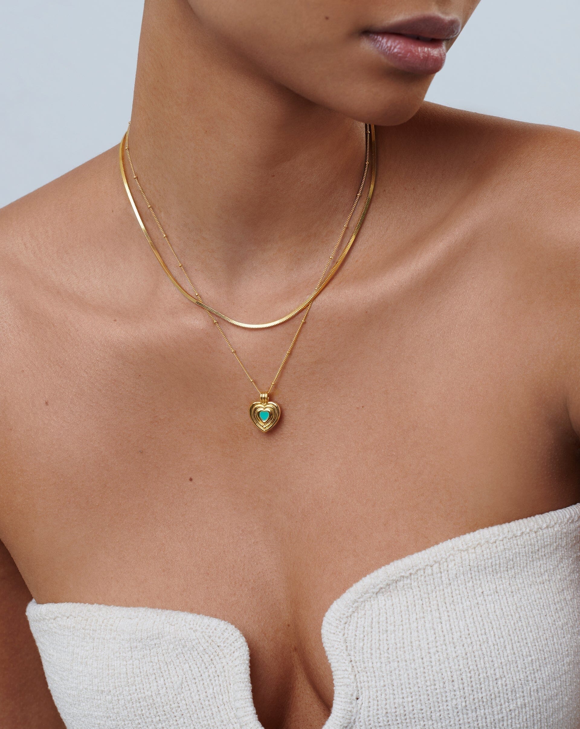 Good Vibes Enamel Heart Pendant Necklace | 18k Gold Vermeil/Aqua