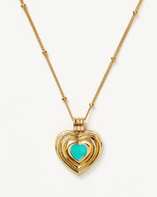 Good Vibes Enamel Heart Pendant Necklace | 18k Gold Vermeil/Aqua