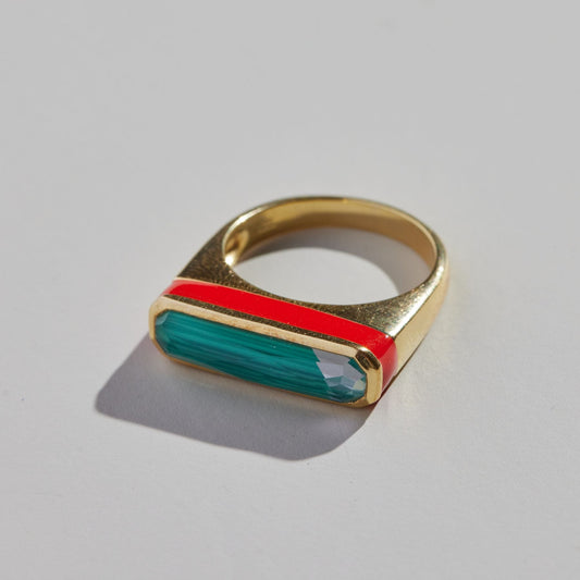 Green Coco Enamel Stone Fashion Ring