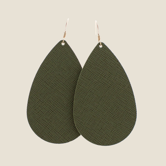 Teardrop Earrings in Green Fatigue Design