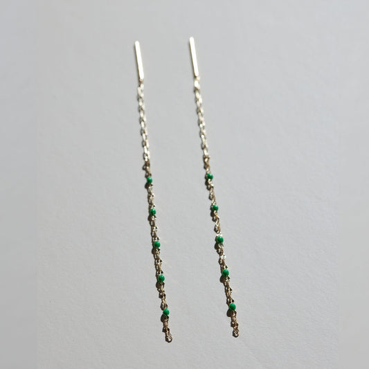 Green Threader Earrings in Portia Style