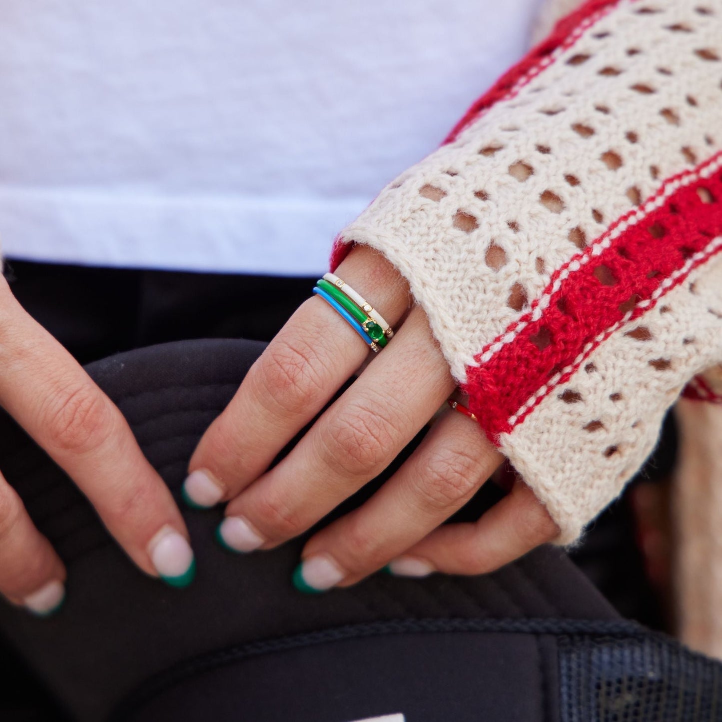 Green Enamel Ring in Stylish Design