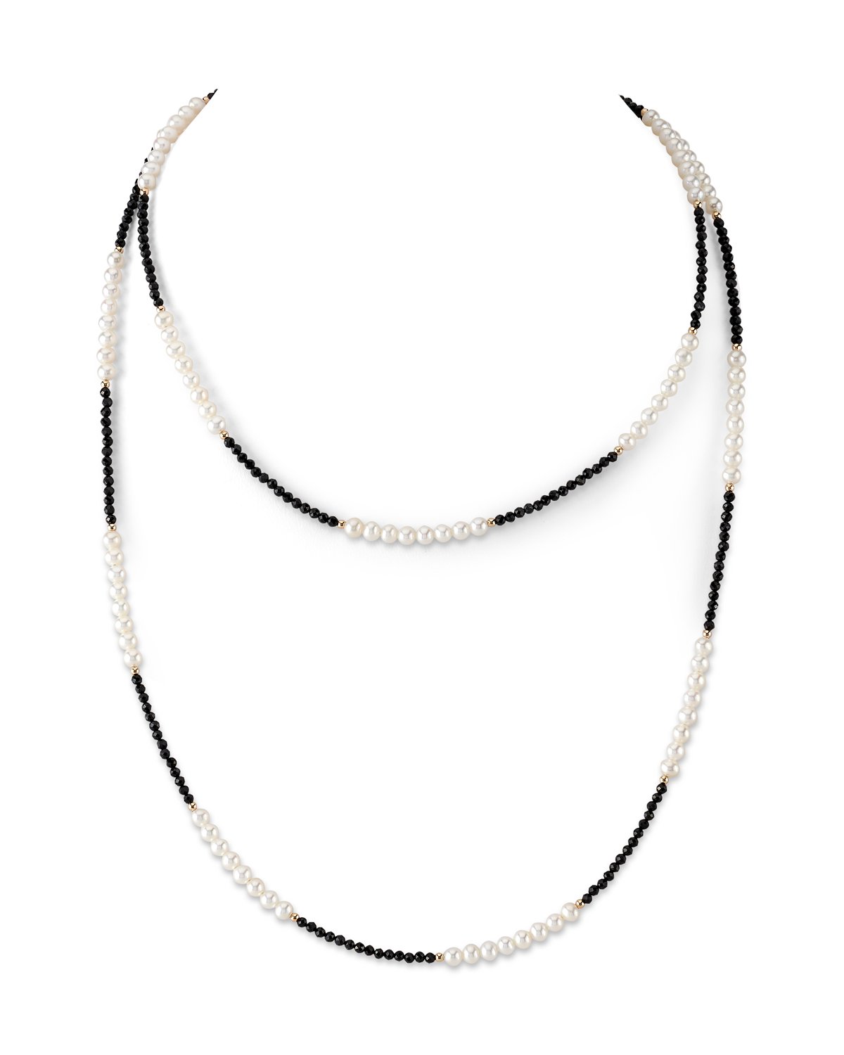 Gold Freshwater Pearl and Black Spinel Necklace