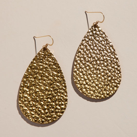 Hammered Gold Teardrop Earrings