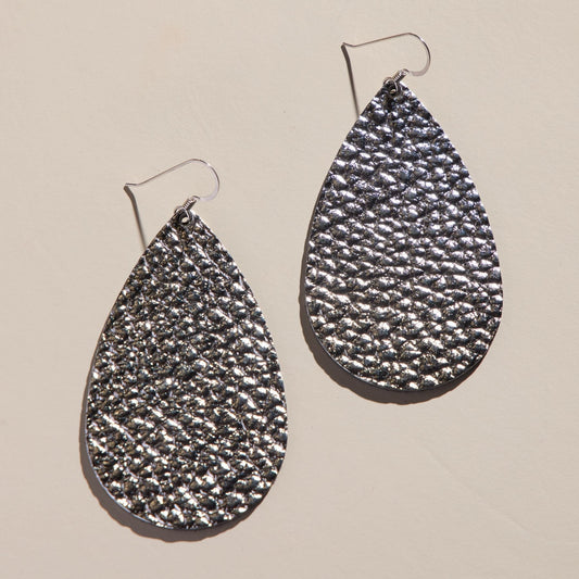 Hammered Silver Teardrop Earrings