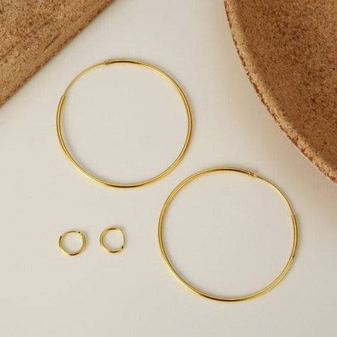 Classic Hoop Earrings Gold Vermeil All Sizes