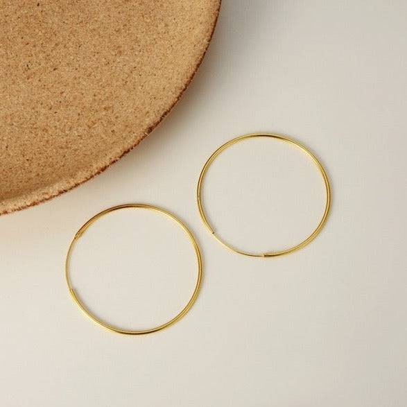 Classic Hoop Earrings Gold Vermeil All Sizes