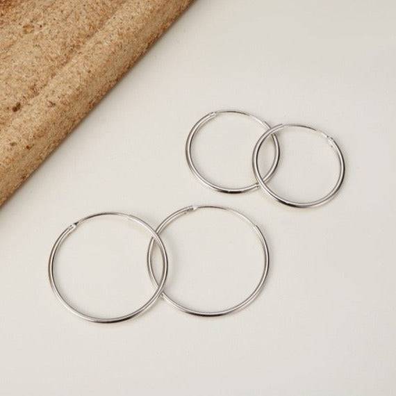 Classic Hoop Earrings Sterling Silver All Sizes