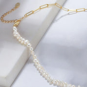 Paperclip Chain Pearl Necklace