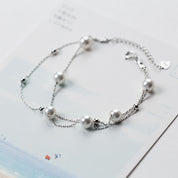 Layered Freshwater Pearl Bracelet Silver