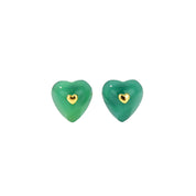 Green Agate Heart Pendant Necklace and Earrings (Purchase Individually)