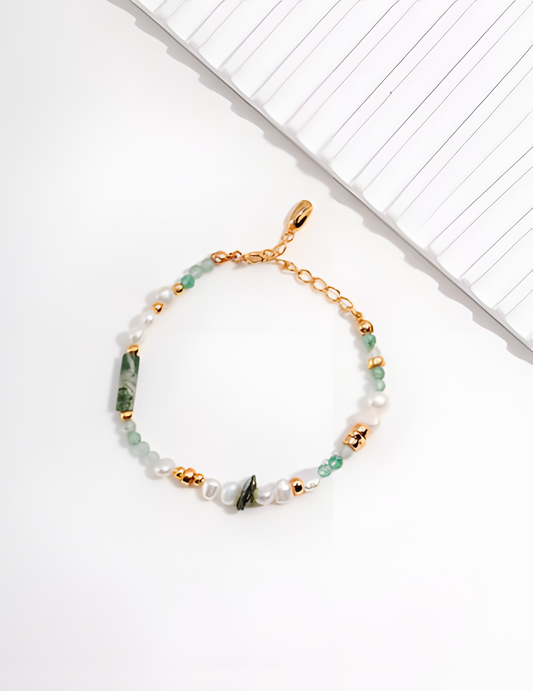 Green Jade and Pearl Bracelet 1