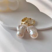 Extra Large Baroque Pearl Hoop Earrings