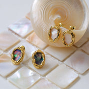 Mother of Pearl Shell Gold Earrings