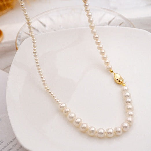 Elegant Long Gradual Pearls Necklace