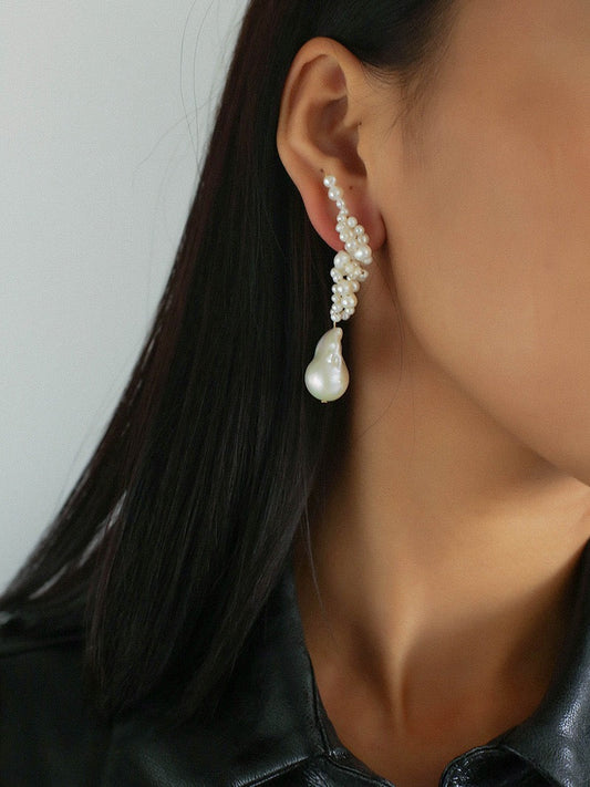 Long Floral Baroque Earrings in Bold Design