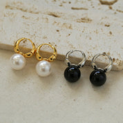 Round Hoop Man-Made Pearl Earrings