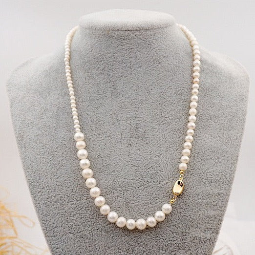 Elegant Long Gradual Pearls Necklace