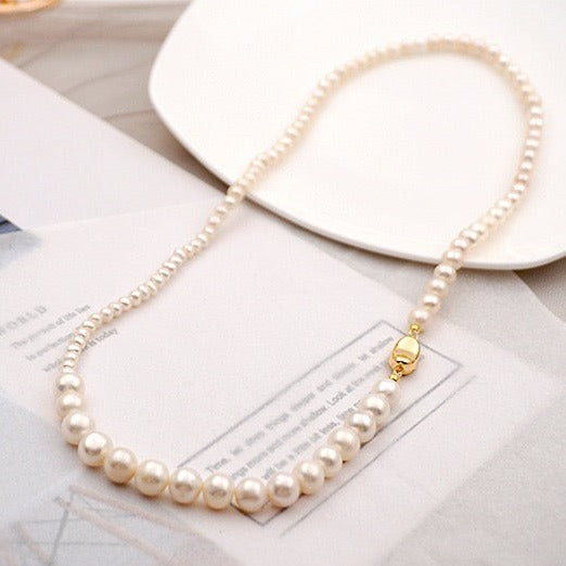 Elegant Long Gradual Pearls Necklace