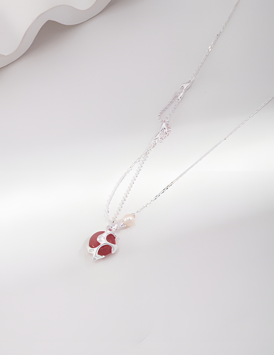 Sterling Silver Strawberry Crystal Necklace 1