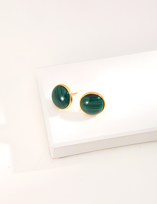 Malachite Minimalist Stud Earrings 1