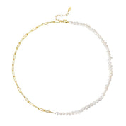 Paperclip Chain Pearl Necklace