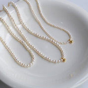 Gold Beaded Pearl Necklace