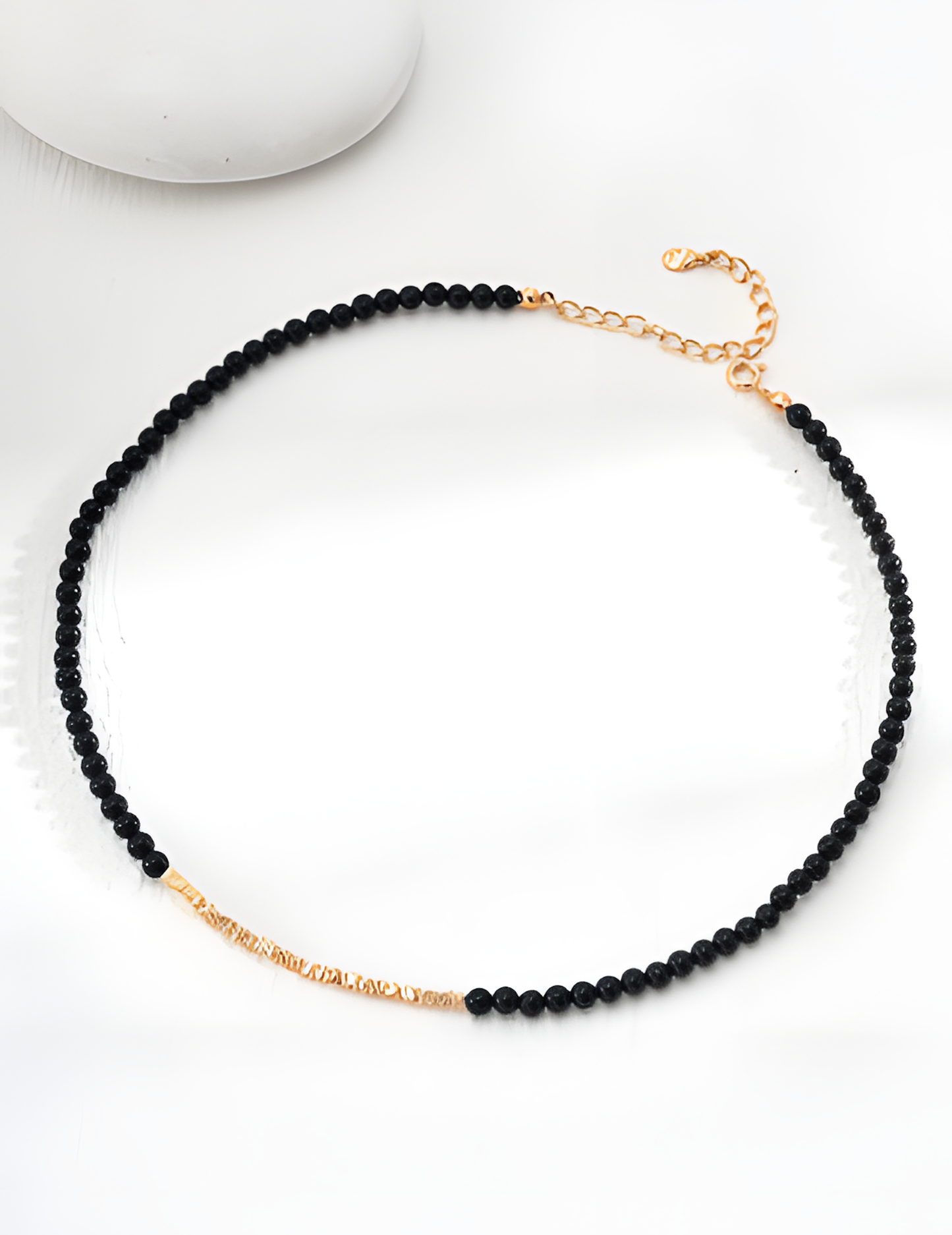 Simple Black Agate Silver Necklace 1