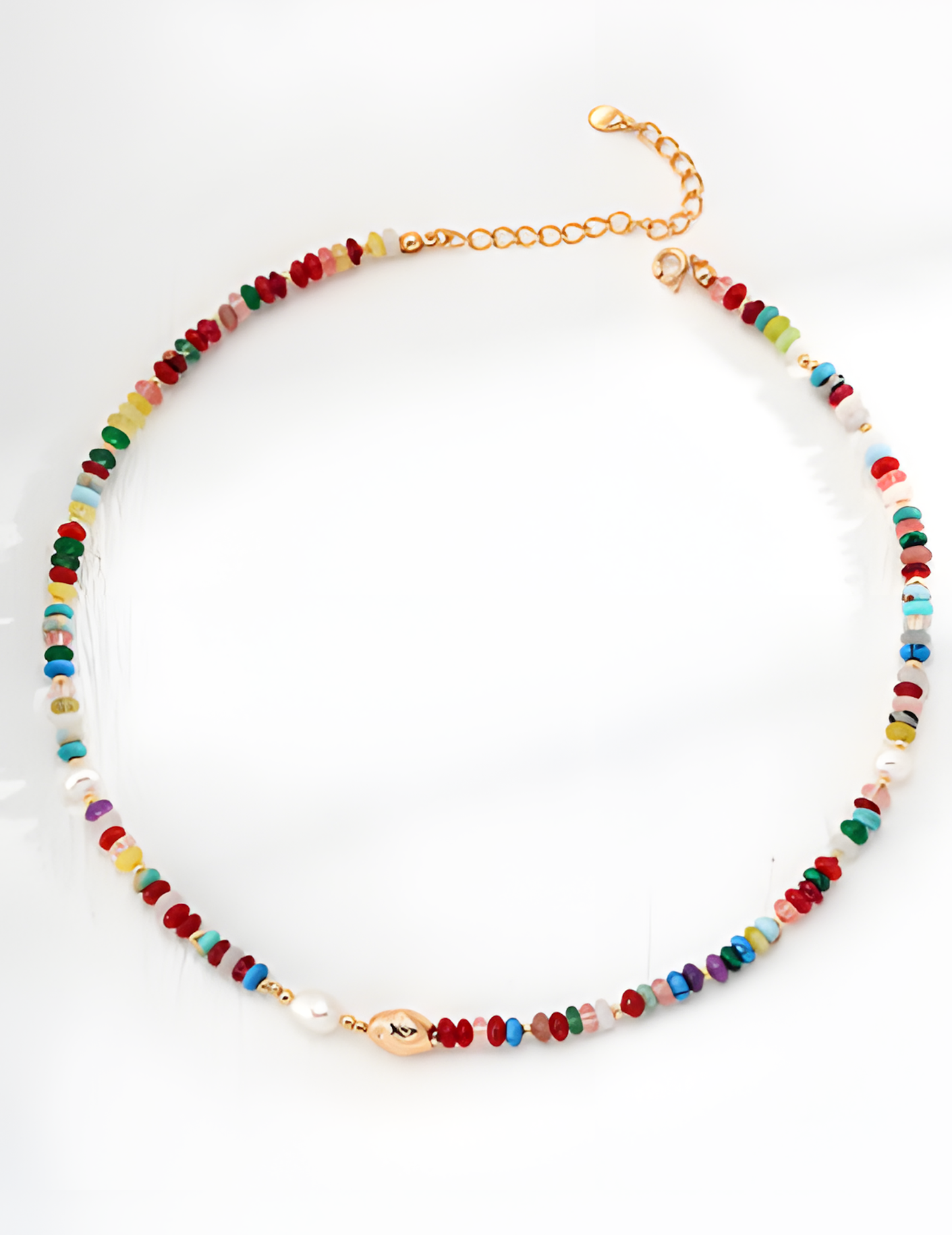 Colorful Stone Pearl Necklace in Silver 1