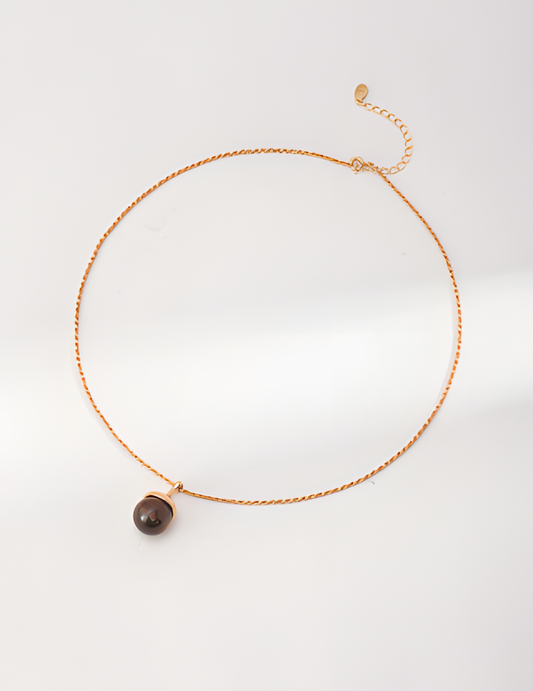 Pinecone-Shaped Necklace with Golden Chain 1