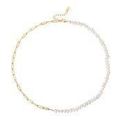 Paperclip Chain Pearl Necklace